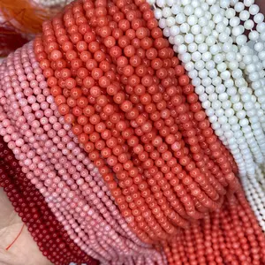 High quality dyed color 2/3/4/5mm round red coral beads , Diy accessories synthetic loose coral beads for bracelet
