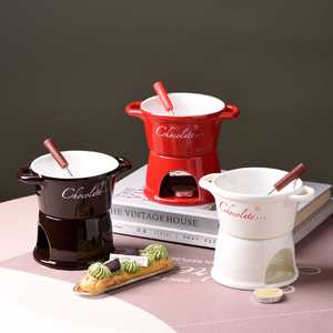 Mug à fondue <span class=keywords><strong>au</strong></span> chocolat personnalisé en céramique, outils à <span class=keywords><strong>fromage</strong></span> pour faire fondre, pot à chocolat en porcelaine, tasse à café en céramique avec fourchette, idéal pour un cadeau - Product Image 4