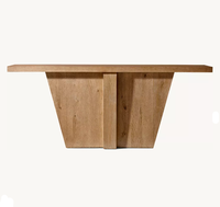 Table console sculpturale contemporaine en bois de chêne massif avec piétement, idéale pour l'entrée, le couloir, les villas de luxe et les projets hôteliers.