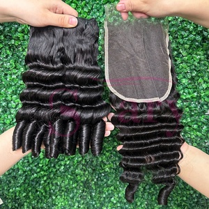 Ciocche di Capelli Umani Funmi SDD <span class=keywords><strong>Ricci</strong></span> <span class=keywords><strong>e</strong></span> Voluminosi, 100% Capelli Umani Vietnamiti Grezzi, Fornitore di Extension con Chiusura HD <span class=keywords><strong>e</strong></span> Frontale in Pizzo - Product Image 4