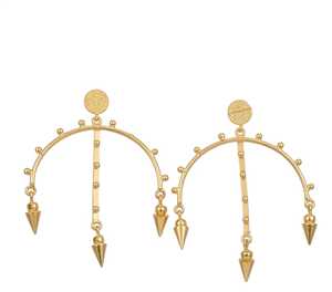 Pendientes de Aro Dorados con Diseño de Arco |   Gotas Geométricas |   Pendientes Boho con Púas |   Joyería Étnica Moderna - Product Image 5