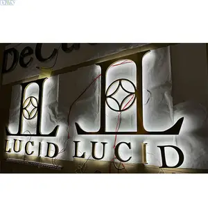 Denison Suzou Metal Rustic Letter Logo Sign Custom Off Wall Gold Brushed Backlit Letters
