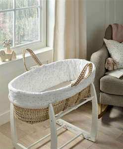 Support de berceau Moïse fixe à cadre croisé <span class=keywords><strong>blanc</strong></span> personnalisable, grande taille, <span class=keywords><strong>en</strong></span> bois, pour bébé - Product Image 1