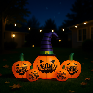 Decoraciones inflables de calabaza de Halloween para jardín con sombrero de bruja, decoración exterior de material de PVC para celebraciones festivas - Product Image 2