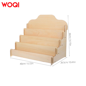 Woqi 4 Tier thiệp chúc mừng hiển thị đứng với ba lớp bằng gỗ nhãn dán hiển thị đứng tùy chỉnh Lưu trữ giá - Product Image 2