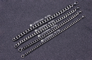 Bracelet chaîne <span class=keywords><strong>gourmette</strong></span> en acier inoxydable couleur canon de fusil, 4 largeurs 6-11mm, fermoir mousqueton, pour hommes et femmes, hypoallergénique, OEM - Product Image 2