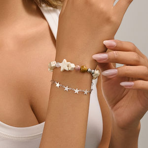 Pulsera de Perlas con Estrella de Cristal Harajuku Y2K, Pulsera de Doble Capa con Cuentas, Estilo Vintage, para Mujer, Regalo de Joyería - Product Image 5