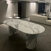 Ensemble de table à manger en marbre blanc Calacatta moderne et écologique de luxe pour la maison, la villa, la cuisine et le salon