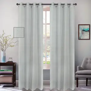 Bindi Professional Supply 100% Polyester Linen Look Voile Curtain Fabric Translucent Privacy Sheer Curtains