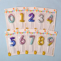 Ychon Vente en gros Bougie numérique créative en forme de ballon pour anniversaire, décoration de gâteau, bougie scintillante colorée en cire de paraffine