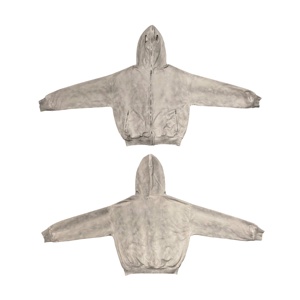 <span class=keywords><strong>Sweat</strong></span>-shirt à capuche <span class=keywords><strong>zippé</strong></span> pour <span class=keywords><strong>homme</strong></span>, style ninja 3D, en coton épais double couche, effet vieilli et délavé, avec balaclava intégrée et épaules tombantes - Product Image 1