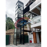 Lift Rumah Hidrolik dengan Shaft Kaca, Homelift Indoor Outdoor untuk Gedung 6 Lantai, Lift Eksternal