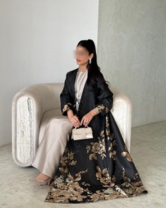 Mùa hè nóng bán khiêm tốn thiết kế tùy chỉnh hồi giáo satin abaya mở Đen Dubai - Product Image 3