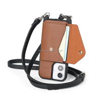Étui de téléphone personnalisable avec cordon, modèle Pro, en cuir, avec bandoulière, acceptant la personnalisation pour iPhone 18 Duo