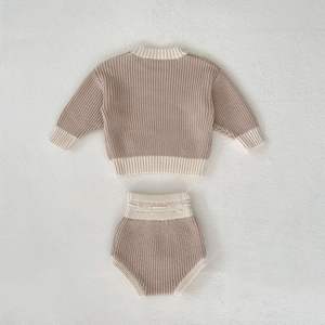秋の乳児用プルオーバーショーツ2点セット 高品質新生児ニットセーター ベビーニットウェア服セット - Product Image 3