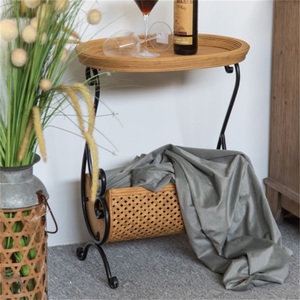 ART NEST Présentoir Européen Artisanat Antique, Chariot de Rangement Portable en Métal, Bois et Bambou, Panier de Rangement Durable pour Salon - Product Image 3