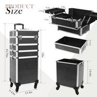 Valise de maquillage à roulettes, grande capacité, 4 en 1, valise de voyage pour le maquillage