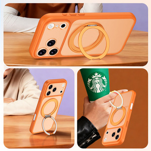เคสโทรศัพท์แบบชาร์จไร้สายพร้อมขาตั้งแม่เหล็กหมุนได้ สำหรับ 13/14/15/16/17 <span class=keywords><strong>Pro</strong></span> Max วัสดุ TPU+PC ป้องกันแรงกระแทก - Product Image 5