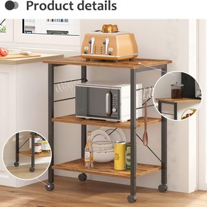 Carrito de comida móvil multifuncional transfronterizo para cocina, carrito de comida de tres niveles para hotel, carrito de té móvil, para sala de estar - Product Image 3