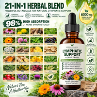 Gouttes liquides sous marque blanche OEM 21-en-1 Drainage lymphatique 6000mg Mélange d'herbes 100% naturel pour la détoxification, la santé immunitaire et digestive