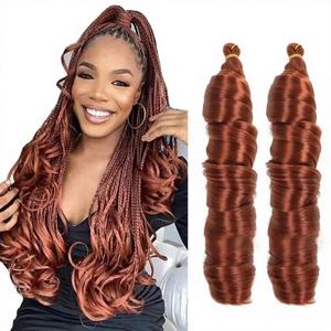 150g Mèches synthétiques françaises bouclées en spirale, grandes ondulations lâches, résistantes à la chaleur, double trame, pour tresses au <span class=keywords><strong>crochet</strong></span> - Product Image 2