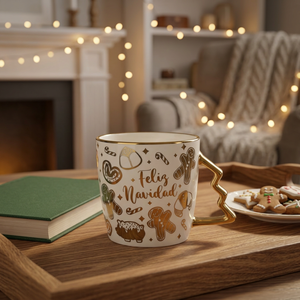 Christmas Gold Trim Luxury Design Porcelain Coffee Mug with Gift <b>Box</b> Dishwasher & Microwave Safe Hot Selling - Product Image 3