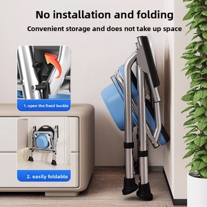 Chaise de toilette <span class=keywords><strong>tout</strong></span>-en-un en acier inoxydable pour chambre à coucher, réglable en hauteur, sans installation requise, usage exclusif pour personnes âgées, directement de l'usine - Product Image 2