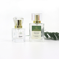 Luxe Unique Carré Rectangle Bleu Marine 30ml 50ml 100ml Verre Vaporisateur Bouteille De Parfum À Sertir Bouchon D'étanchéité Vide Givré Parfum Botal