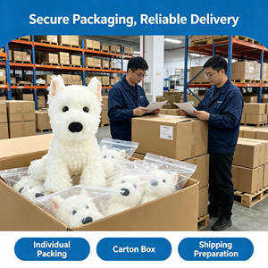 Peluche personnalisée <span class=keywords><strong>Westie</strong></span>, animal en peluche doux et moelleux, chien terrier en peluche pour cadeau et décoration de la maison - Product Image 5