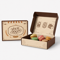 Boîte à emporter en carton ondulé imprimée en couleur personnalisée, emballage écologique en carton pour gâteaux, pâtisseries, desserts et cadeaux alimentaires