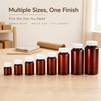 Bouteille en plastique à large ouverture Amber avec bouchon à vis blanc, pot cosmétique vide pour crème, plusieurs tailles pour l'emballage de crème et de poudre, approvisionnement en gros