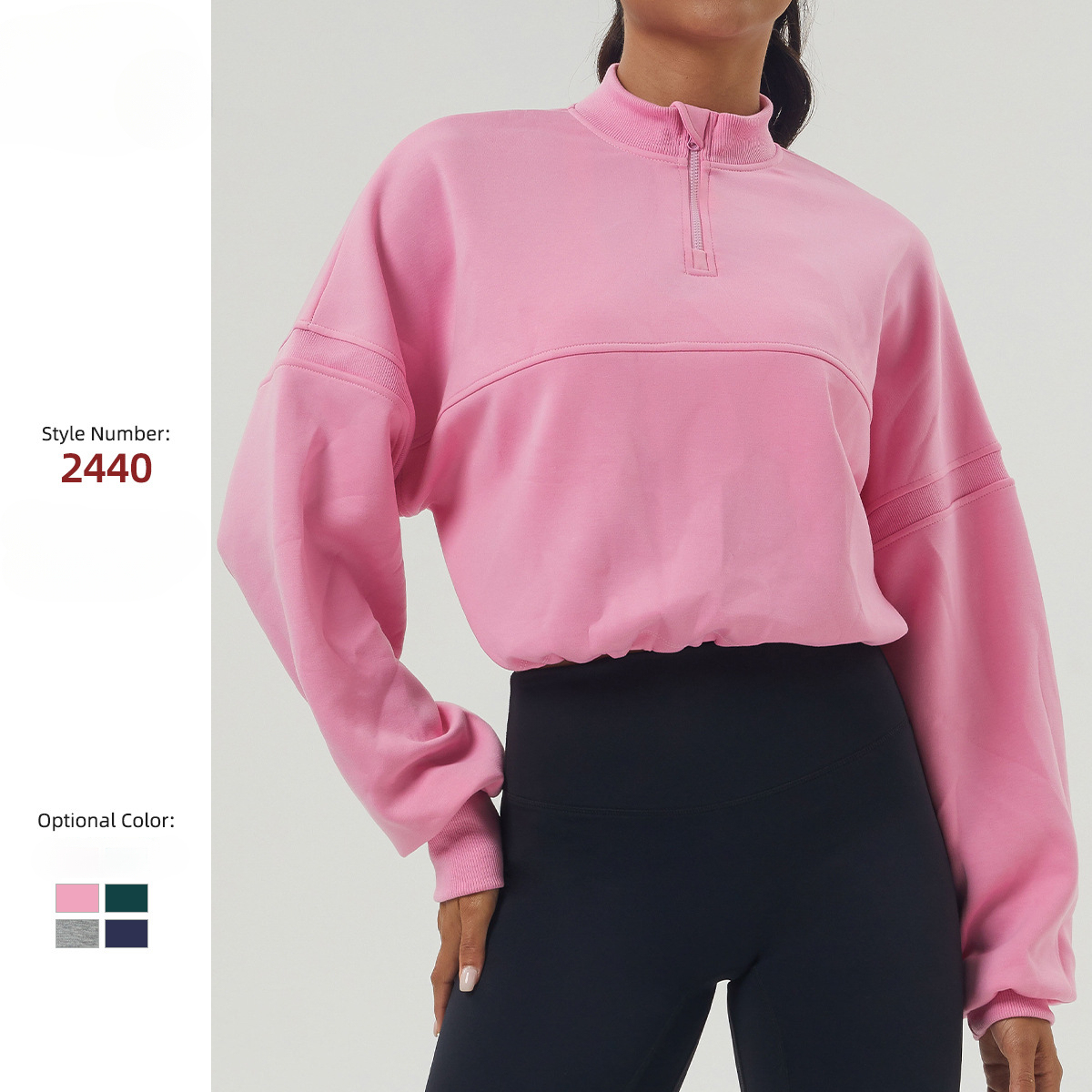 Women's Breathable Lightweight Quarter Zip Crop Sweatshirt Long Sleeve Stand Collar Drawstring Casual Pullover Yoga Top