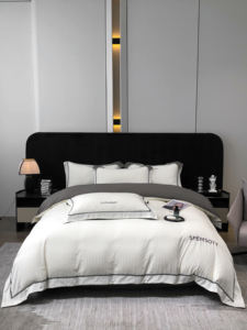 Elegante serie Caroline King Queen Set quattro pezzi sito web per lo Shopping 300TC nuovo broccato di cotone Jacquard in seta lavata morbida - Product Image 2