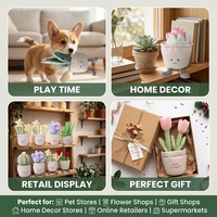 Jouet pour chien en forme de plante en pot, écologique, durable, en peluche succulente, pour jeu de cache-cache, couineur, tulipe, cactus, collection interactive, OEM ODM
