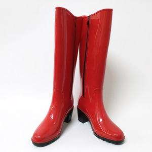 Shing <span class=keywords><strong>Red</strong></span> Ladies Dây Kéo Dài Đầu Gối Cao Gót Phụ Nữ Thời Trang PVC Mưa Khởi Động - Product Image 2