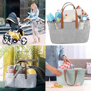 Organizador de pañales de bebé de fieltro portátil a <span class=keywords><strong>precio</strong></span> de fábrica con correa para el hombro y Asa de cuero para niño y niña - Product Image 2