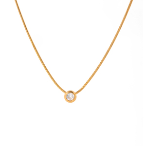 J & D gioielli stile Dainty in acciaio inox catena di <span class=keywords><strong>serpente</strong></span> cerchio CZ zirconi <span class=keywords><strong>collana</strong></span> pendente per donna - Product Image 1