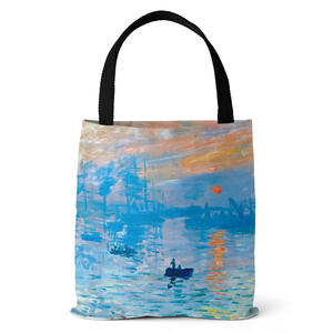 Monet Sunrise Impresionista Pintura al óleo Impresión digital Bolsa ecológica Regalo promocional Bolsa de compras de lona Retro - Product Image 5