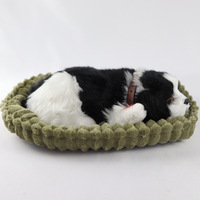 Nouveauté jouet interactif en peluche réaliste chien respirant et endormi animal en peluche décoration de la maison poupée de chien ronflement réaliste