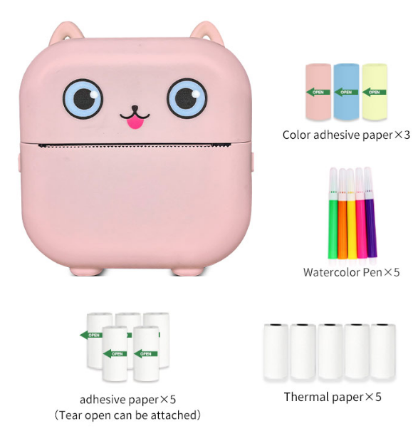 Instant Printed Camera 48MP HD 1080P Kids Camera with Silicone Case&Thermal Paper Digital Photo Video Camera Girls Birthday Gift
