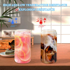 Gelas minum sublimasi 16oz dengan tutup bambu dan sedotan kaca dapat berbentuk gelas kaca borosilikat tinggi tahan panas - Product Image 4