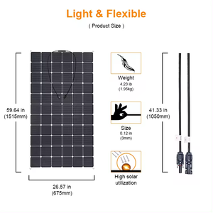แผงโซลาร์เซลล์แบบยืดหยุ่น 200W ประสิทธิภาพ 23% ขั้วต่อกันน้ำ IP65 22V 9.1A สำหรับเรือยอชท์ รถบ้าน และรถยนต์ - Product Image 2