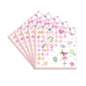 Pickleball Themed Party Supplies Kit <b>Paper</b> Plates <b>Tablecloths</b> Napkins Cutlery Set Pink White Cartoon Disposable For Team - Product Image 4