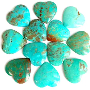 Turquoise 24mm Heart Cabochon stone Mineral Gift Healing Reiki Chakra Jewelry making Crafts Tool Blue stone