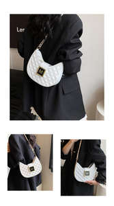 กระเป๋าสะพายไหล่สตรีสไตล์เรโทร กระเป๋าสะพายไหล่สตรีลายตารางเพชรแฟชั่นพร้อมซิปโซ่ - Product Image 6