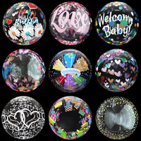 Ballon Flottant Rond Transparent de 20 Pouces, Édition Stretch, Motif Arc-en-ciel Dessin Animé, pour Fête d'Anniversaire, Décoration de Confession, Ballon BOBO Ondulé