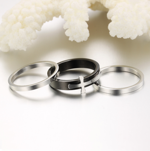 Venta al por mayor 8mm combinación desmontable tres en uno cristiano Jesús Cruz anillo de acero inoxidable joyería anillo de dedo para los hombres - Product Image 3
