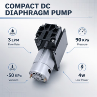 Pompe à diaphragme silencieuse à haute pression 12V 24V DC 3L/min 90KPa pour laboratoire, utilisation continue de l'eau, OEM