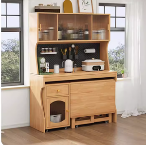 <span class=keywords><strong>Mesa</strong></span> de Comedor <span class=keywords><strong>Plegable</strong></span> de Diseño Nórdico para Apartamentos Pequeños, <span class=keywords><strong>Aparador</strong></span> de Madera Maciza con Gabinete de Almacenamiento Multifuncional Integrado en la Pared - Product Image 5