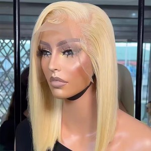 Perruque Bob Blonde 613 en Cheveux Humains, Perruques Courtes Bob Colorées avec Dentelle Frontale HD pour Femmes Noires, Fournisseur de Perruques Courtes Bob en Cheveux Humains - Product Image 1